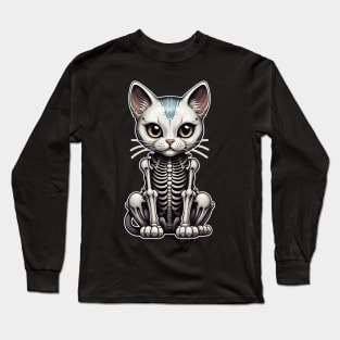 White Skeleton Cat 4 Long Sleeve T-Shirt